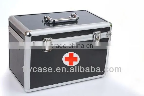 customized travel aluminum frist aid kit tool box with 2 locks