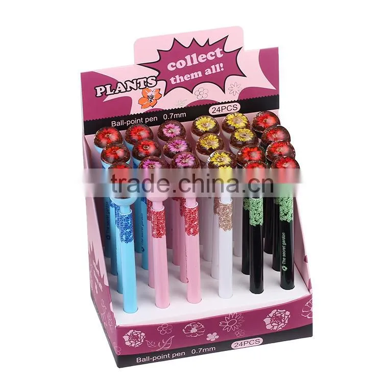 Custom Brand Name Stationery China Novelty Ballpoint Pen with Flower