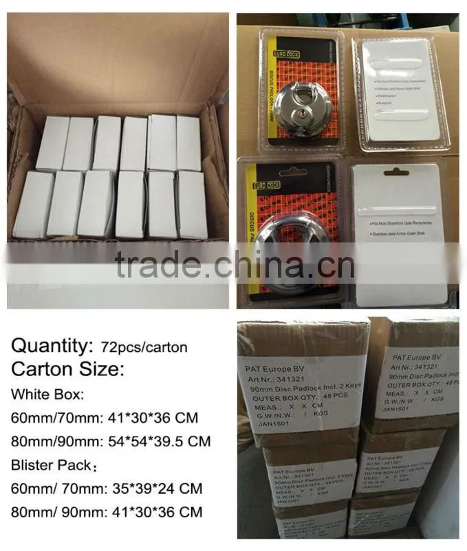 Security Solid Padlock 60/70/80/90mm Size Stainless Discus Lock