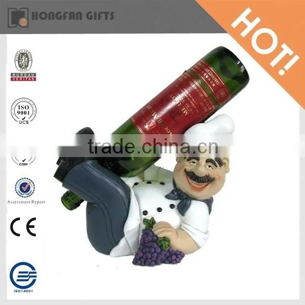 Naughty resin chef kitchenware wine bottle rack holder decoration