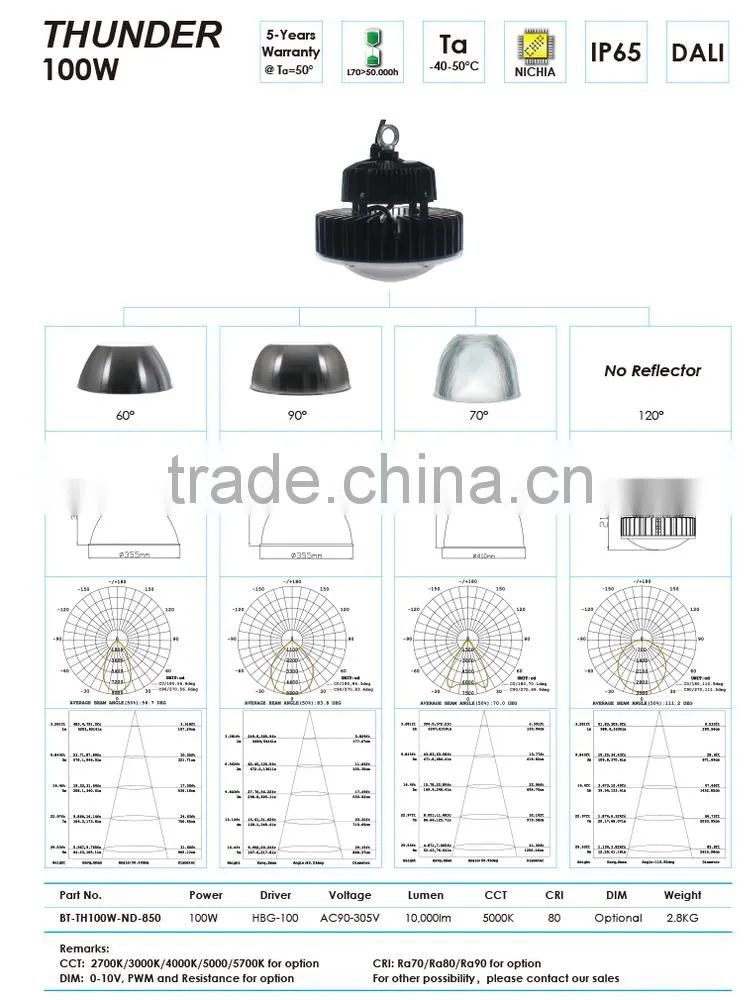 high bay smd slim design 120w IP65 with meanwell driver