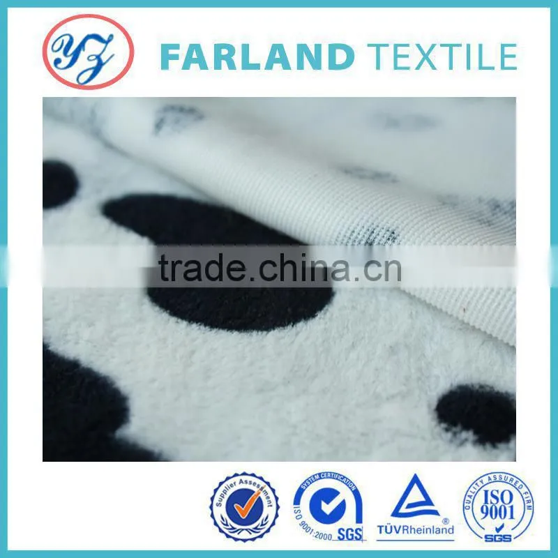 waterproof fabric printed cow pattern pv plush