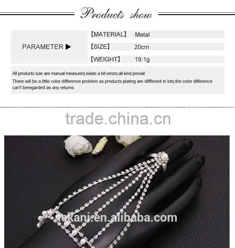 Bright Evening Party Ladies Luxury Fashion Crystal Arabic Ring Bracelet