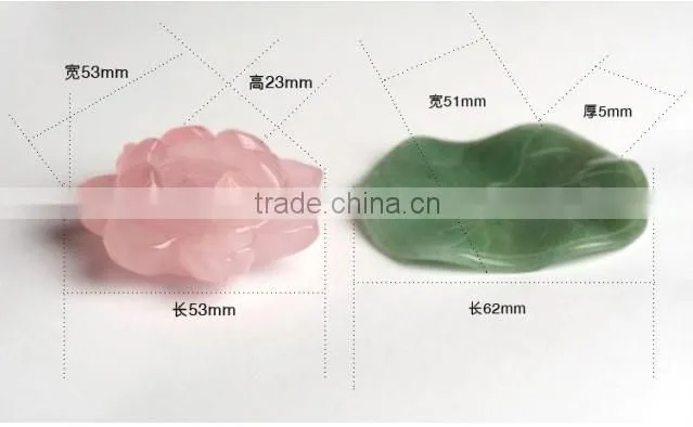2015 Newest Rose Natural QUARTZ CRYSTAL lotus flower and Green lotus leaf Carved Healing