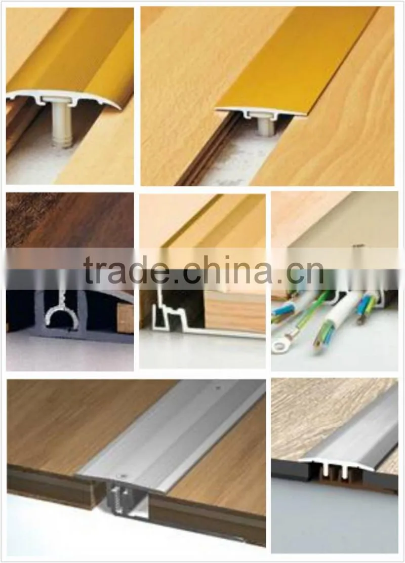 elegant looking aluminium wood grain floor trim floor transition cover strip