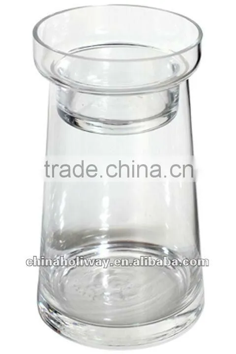 Wide Clear Glass Candleholder, Set of 2 Pieces