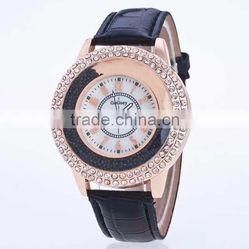 HH189 Famous Brand GOGOEY Diamond women Watches top Quality Leather Strap Dress Watch Quartz Watch Hours clock women montre femm