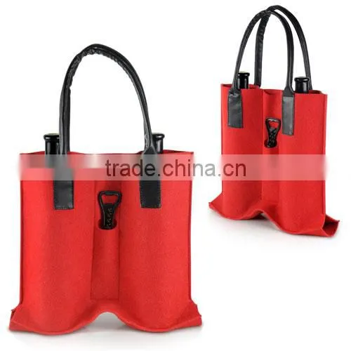 Fashion Cheap Red Felt Wine And Accessory Bag
