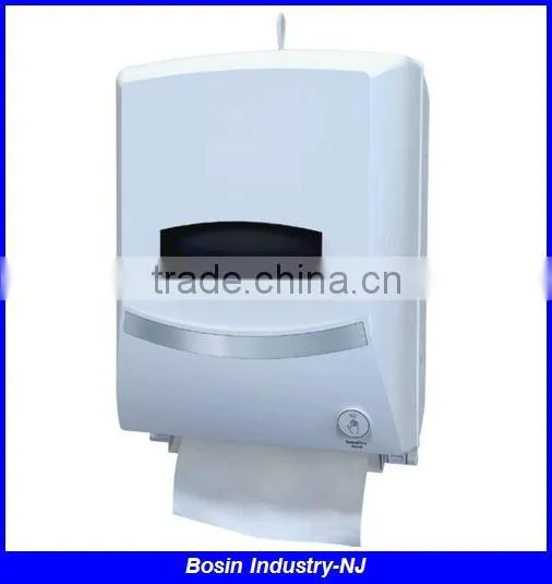 new design wall mounted plastic auto cut paper towel dispenser