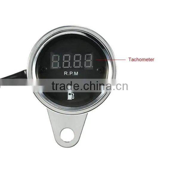 12V Motorcycle Digital 2 in 1 Tachometer RPM Shift Meter Fuel Gauge Meter with Digital LED Indicator