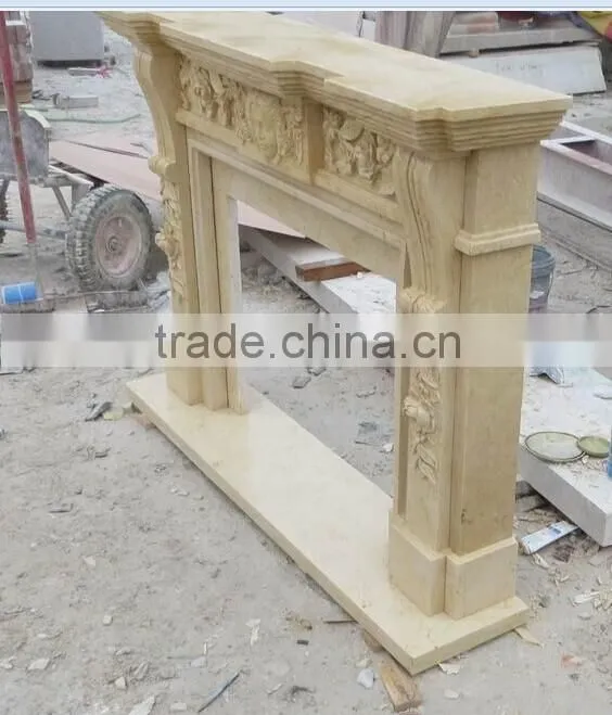 White Antique Hand Made Stone Fireplace Mantel
