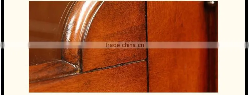 American style wooden bookshelf combination sideboard with glass door and handmade carving AI-202