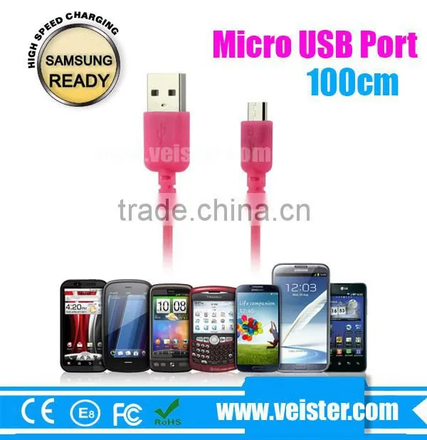 colorful flat 1M micro usb data cable, Micro USB Cable for Samsung charge
