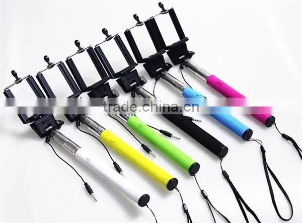 2015 Factory Price High Quality Colorful Smartphone Monopod Selfie Stick With Bluetooth Shutter