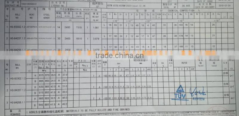 ASME SA517 Gr.H Boiler Plate/ASME SA517 Gr.H Pressure Vessel Plate
