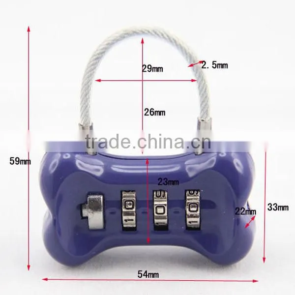 top security mini wire luggage lock code padlock in bone locks