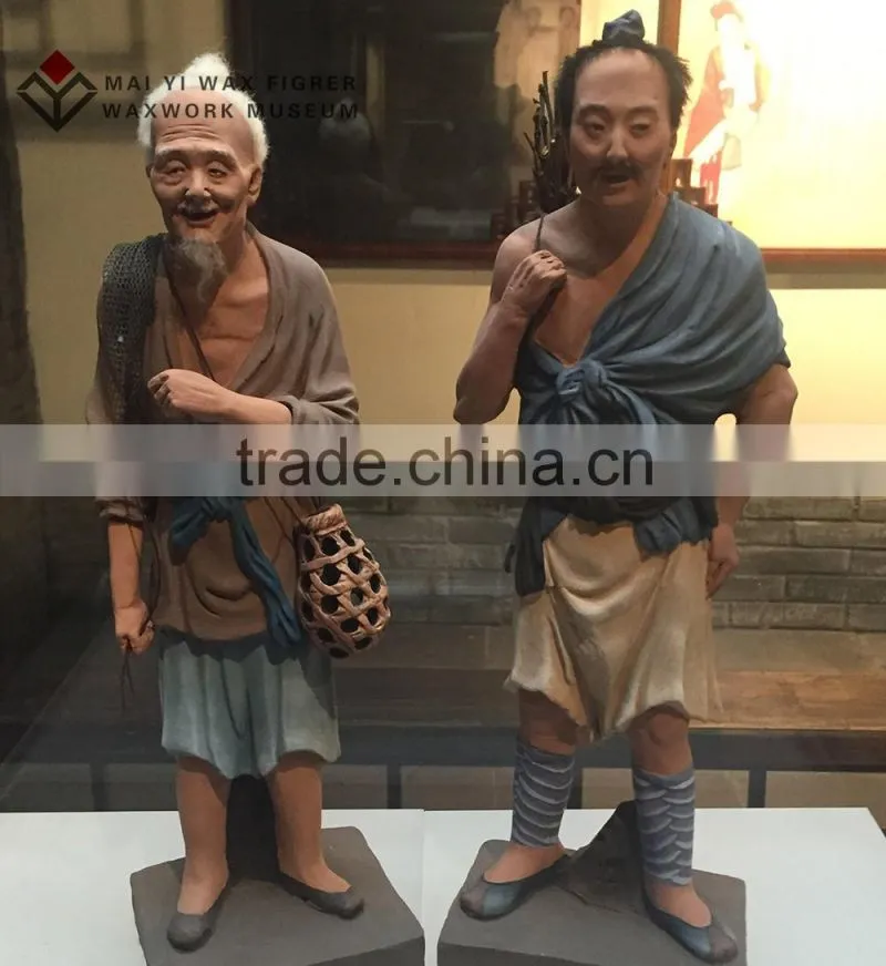Chinese folk culture art silicone sculpture of wax statue display