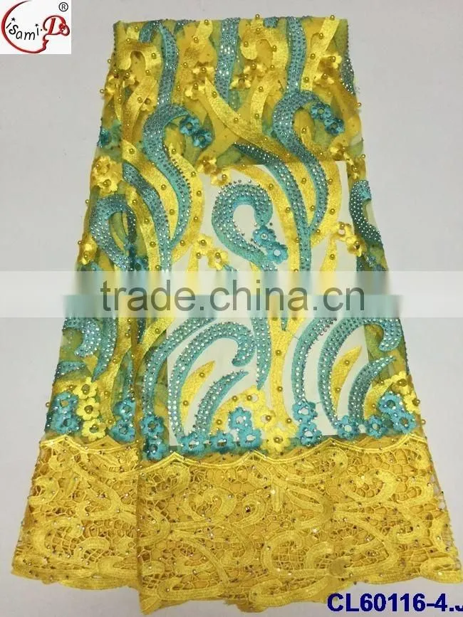 stones&pearl french lace cl60116 with ployeaster material fashionable design for African ladies