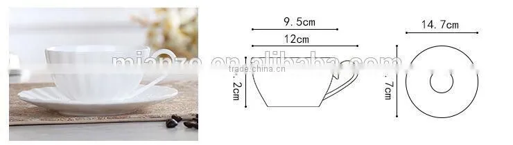 200ml bone china ceramic tea cup unique shape coffee cup and saucer