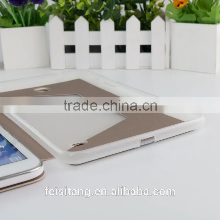 Flip stents pu leather holster tpu transparent soft shell 8.0 inch case For galaxy tab4 tablet t330 t331