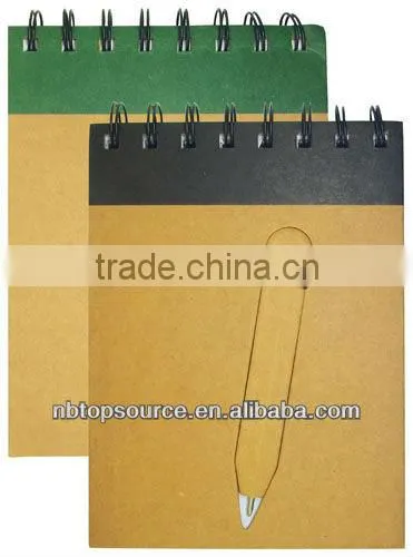 New Design! Recycled Notebook with Pen