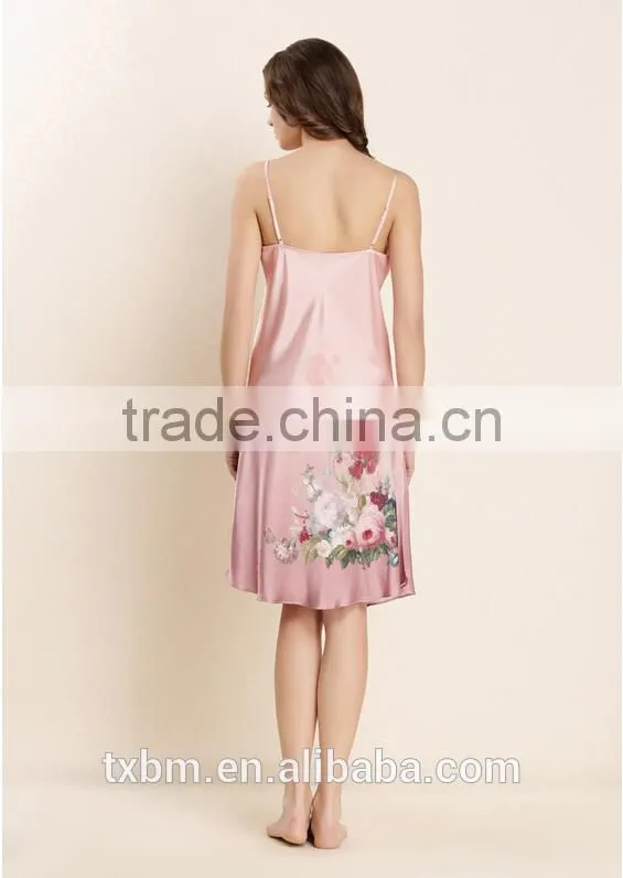 Chinese Painting Style Suspenders Silk Sleepwear