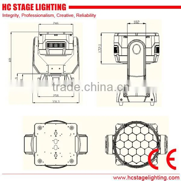2015 hot promotion 19 15w beam led moving head zoom stage lighting