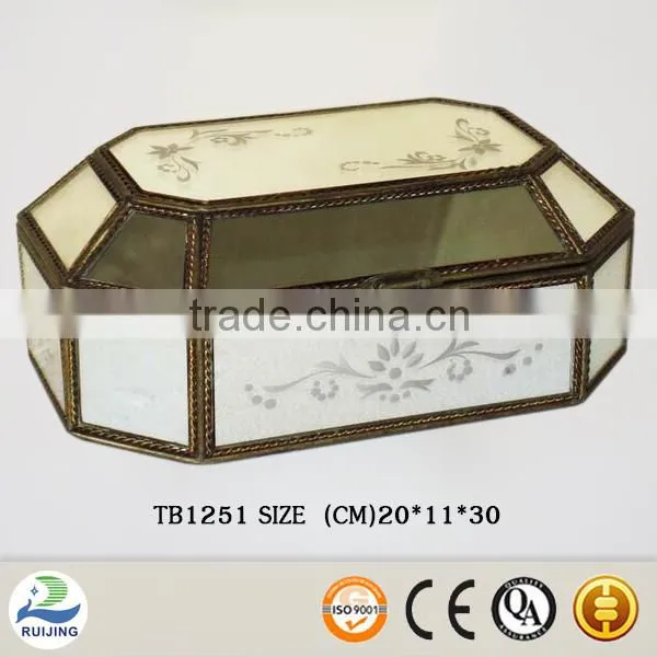 Ruijing antique metal glass jewelry box for sale