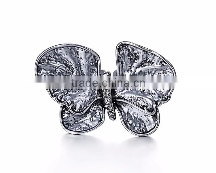 fashion jewelry Butterfly and white diamond new design ladies finger ring