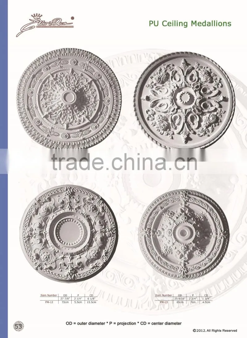 2015 High Quality Good price beautiful new modern luxury pu cornice Ceiling domes
