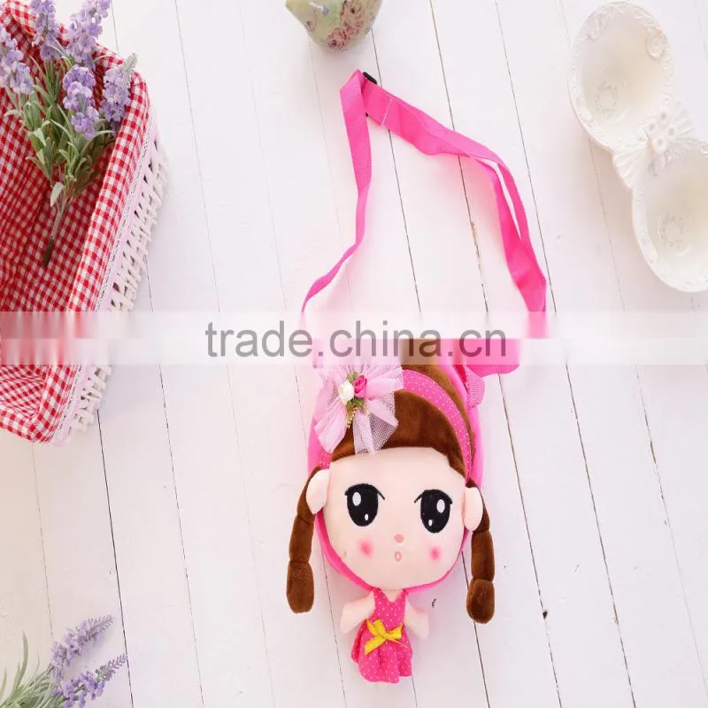 30*20cm beautiful customized blue plush Angel girl doll satchel with matched embroidery cap