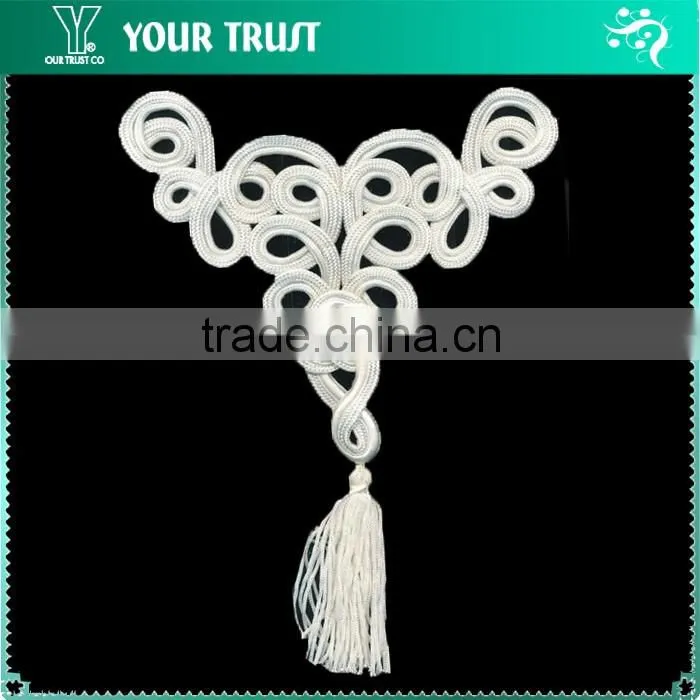 Height16 Centermeter All White Sew On 100% Nylon Chinese Knot Frog Buttons