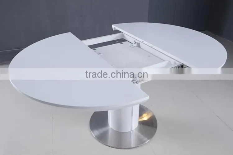 2016 New Designs white light expandable round dining table