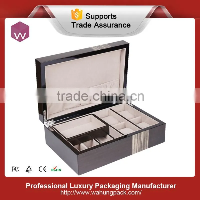 Black Rectangular Watch box, Watch And Cellphone Box (WH-0507)