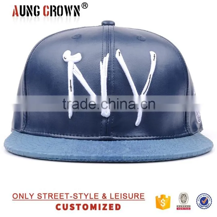 customize faux leather hat snapback cap
