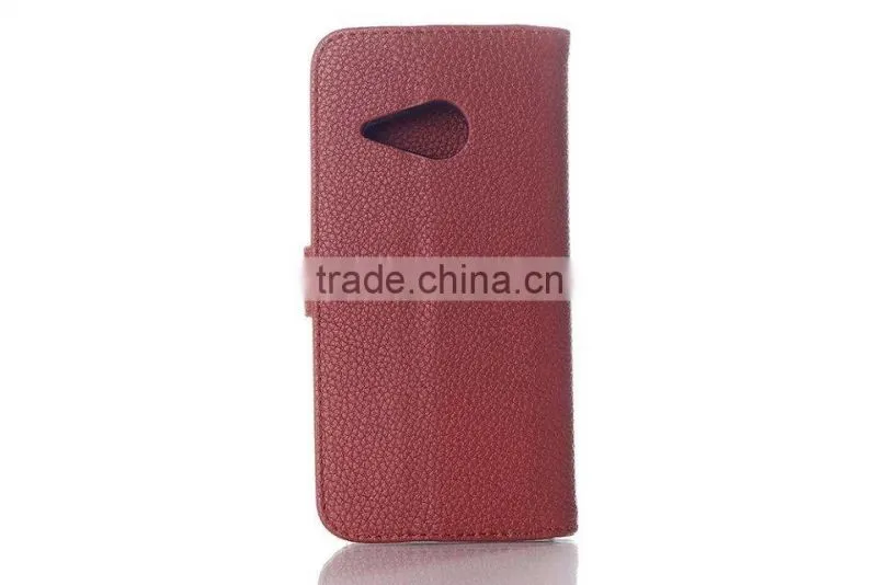 Litchi wallet leather case for HTC One M8 mini