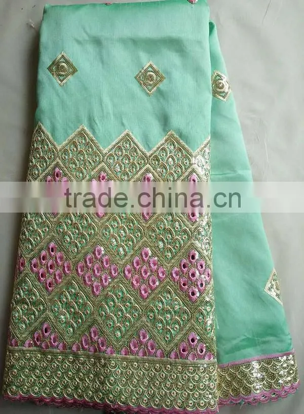 Nigerian polyester slub yarn embroidered bridal lace george
