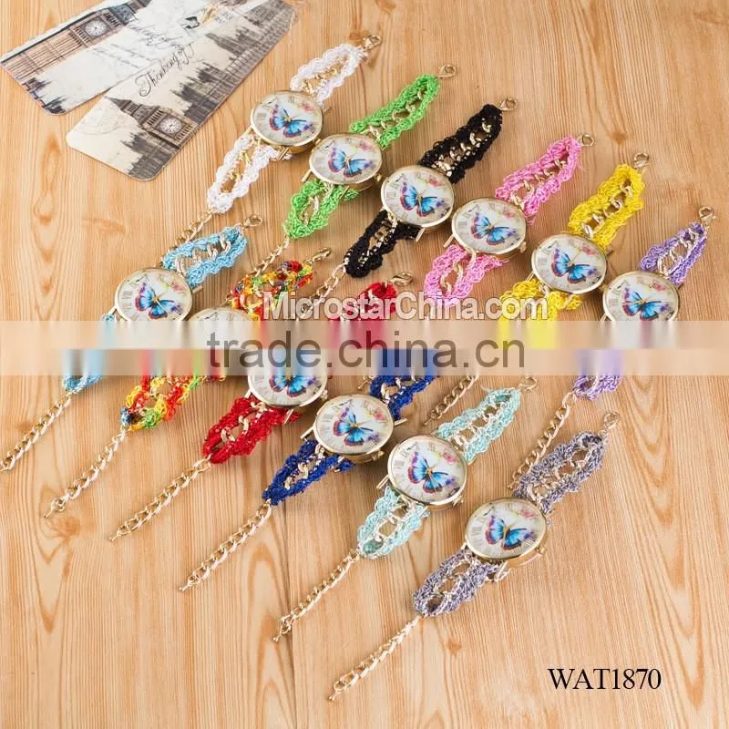 DIY hand made woven chain butterfly braided watch