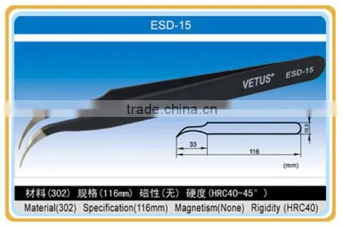 Sliver Stainless Steel ESD Tweezer with Removable Tweezer Head