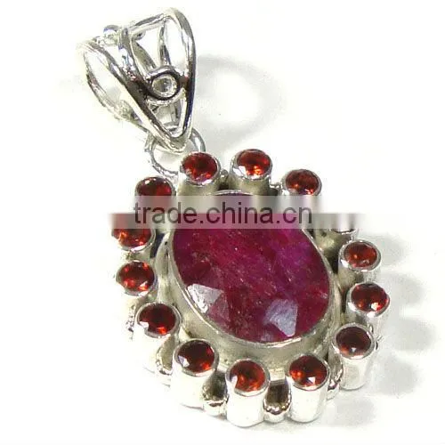 925 Sterling Silver Citrine & Dichroic Glass Pendant