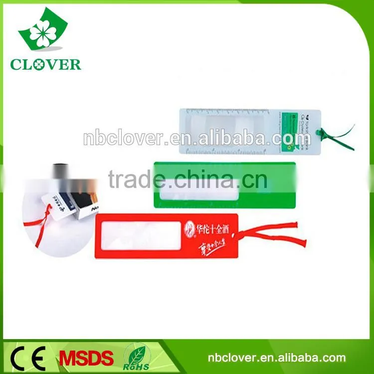 E-co friendly PVC bookmark magnifier for reading newspaper