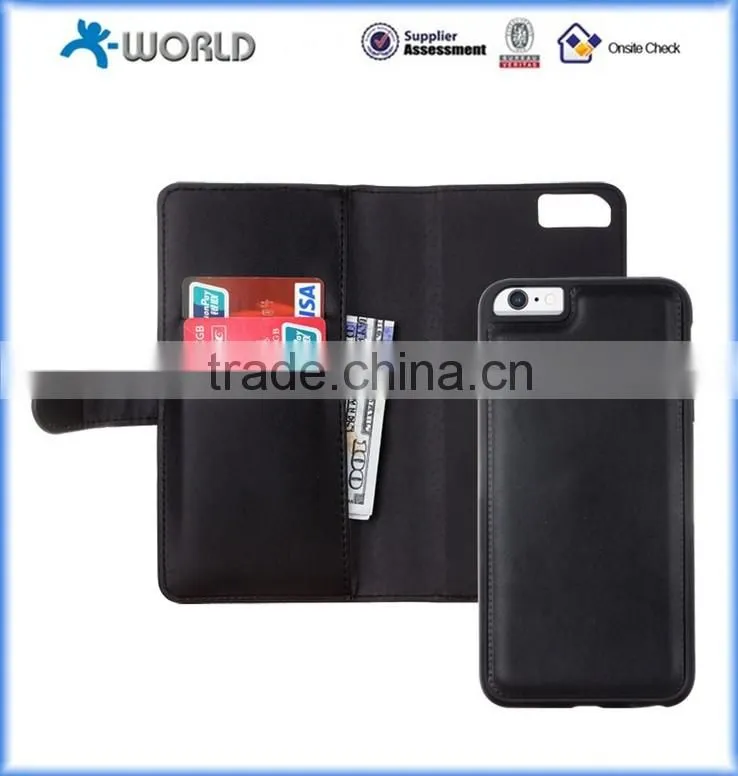 Leather Wallet Case Cover With Detachable Magnetic Hard Case For iPhone 6S
