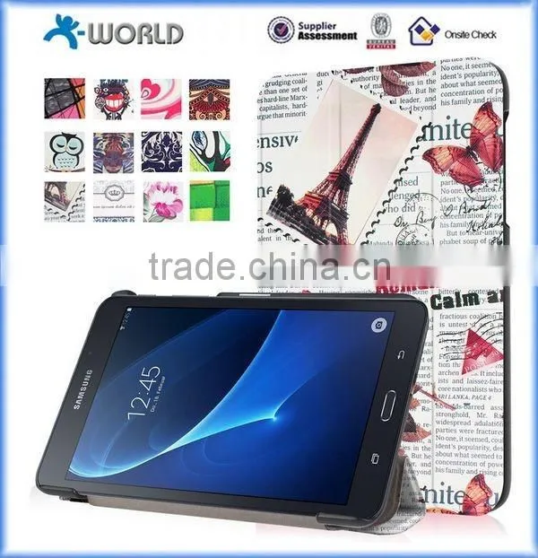 Tri Folding Color Printing Leather Case for Samsung Galaxy Tab A 7.0, Leather Case for Samsung Tab A 7.0 (T280)