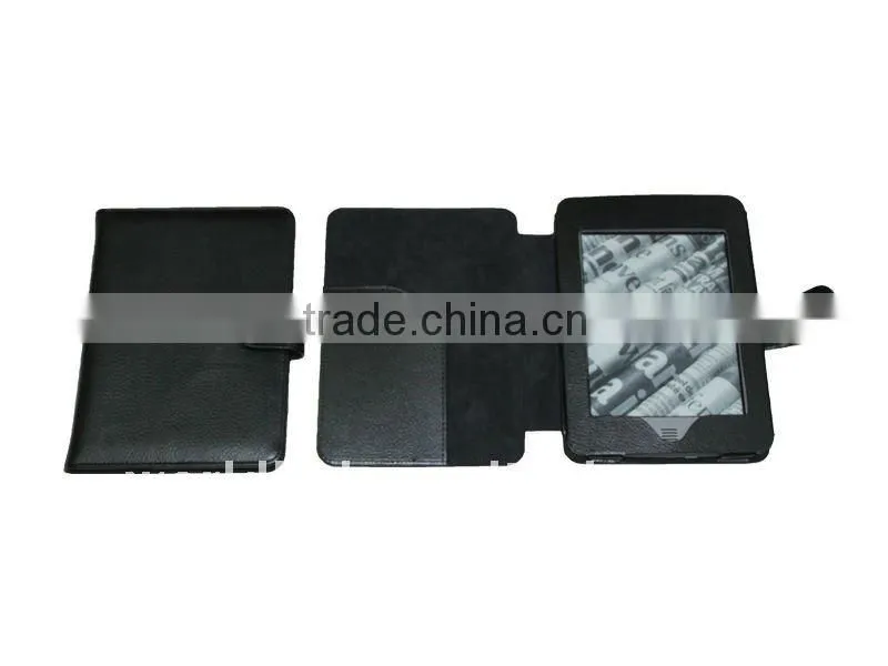 Black Booklet design Leather Cover Case for the Kindle Touch