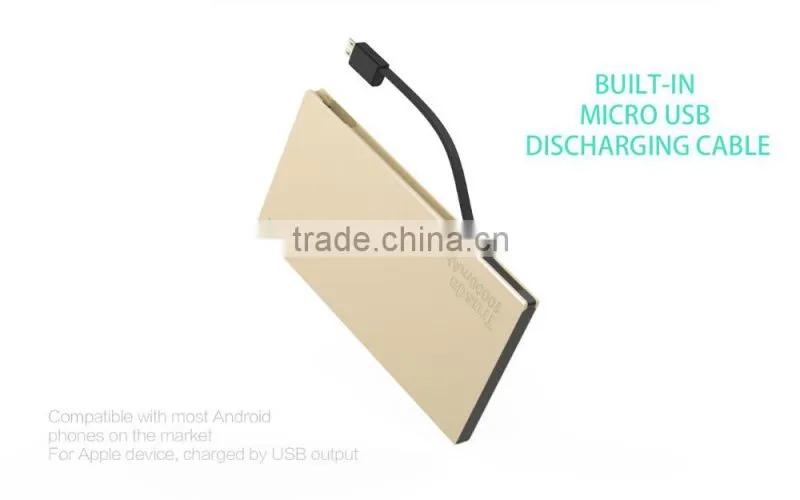 Built-in Plugs universal power bank with fc ce rohs 5000mAh/10000mAh portable phone solar charger