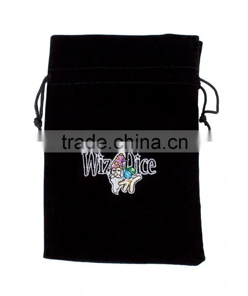 Large 7" x 5" Black Velour Pouch with Drawstring for dice