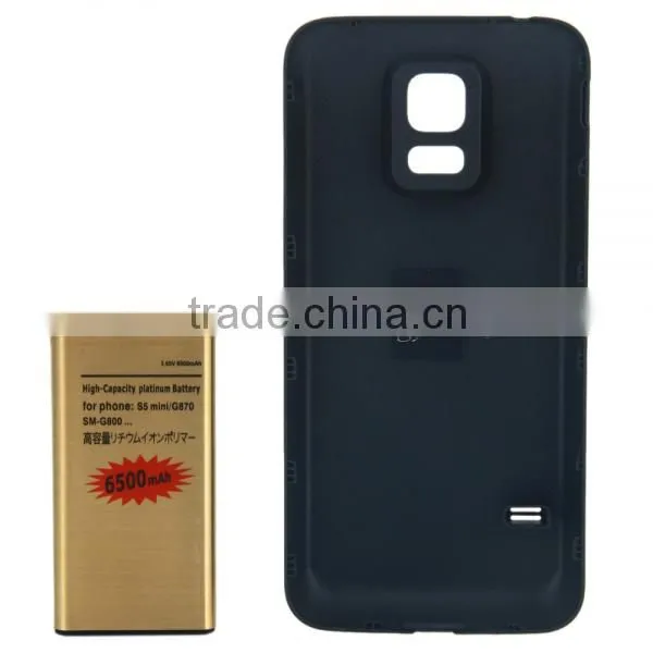 6500mAh 3.85V G870 Extended Battery for Samsung S5 mini with Back Cover Black