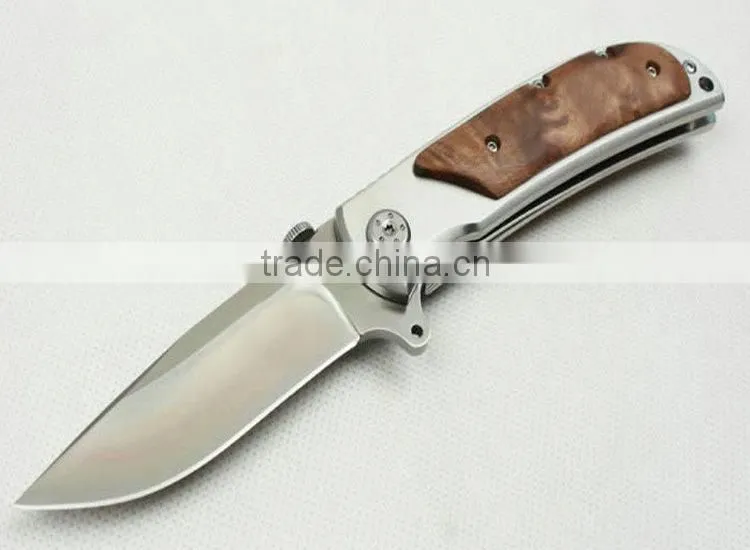 OEM outdoor hunting knife with wooden handle