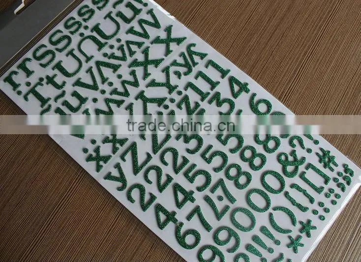 Colored glitter letter number stickers