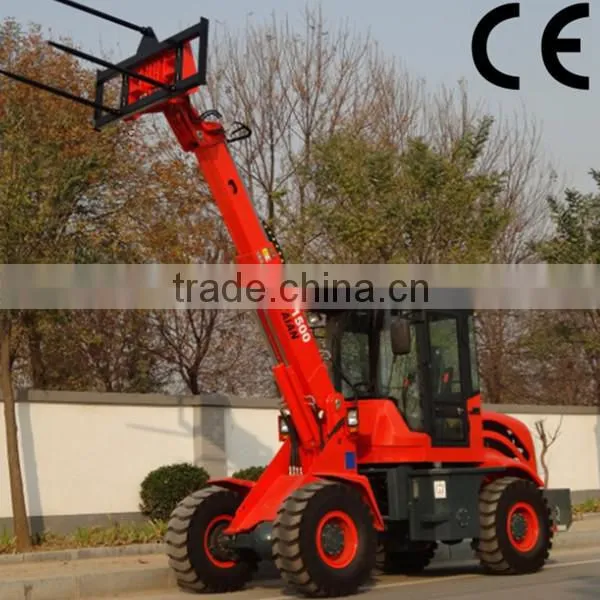 Telescopic forklift TL1500 diesel powered telescopic handler with hydraulic adjusting palletfork